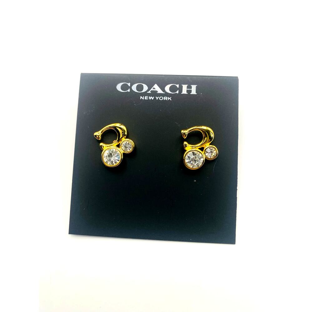 Coach Signature Crystal Cluster Stud Earrings